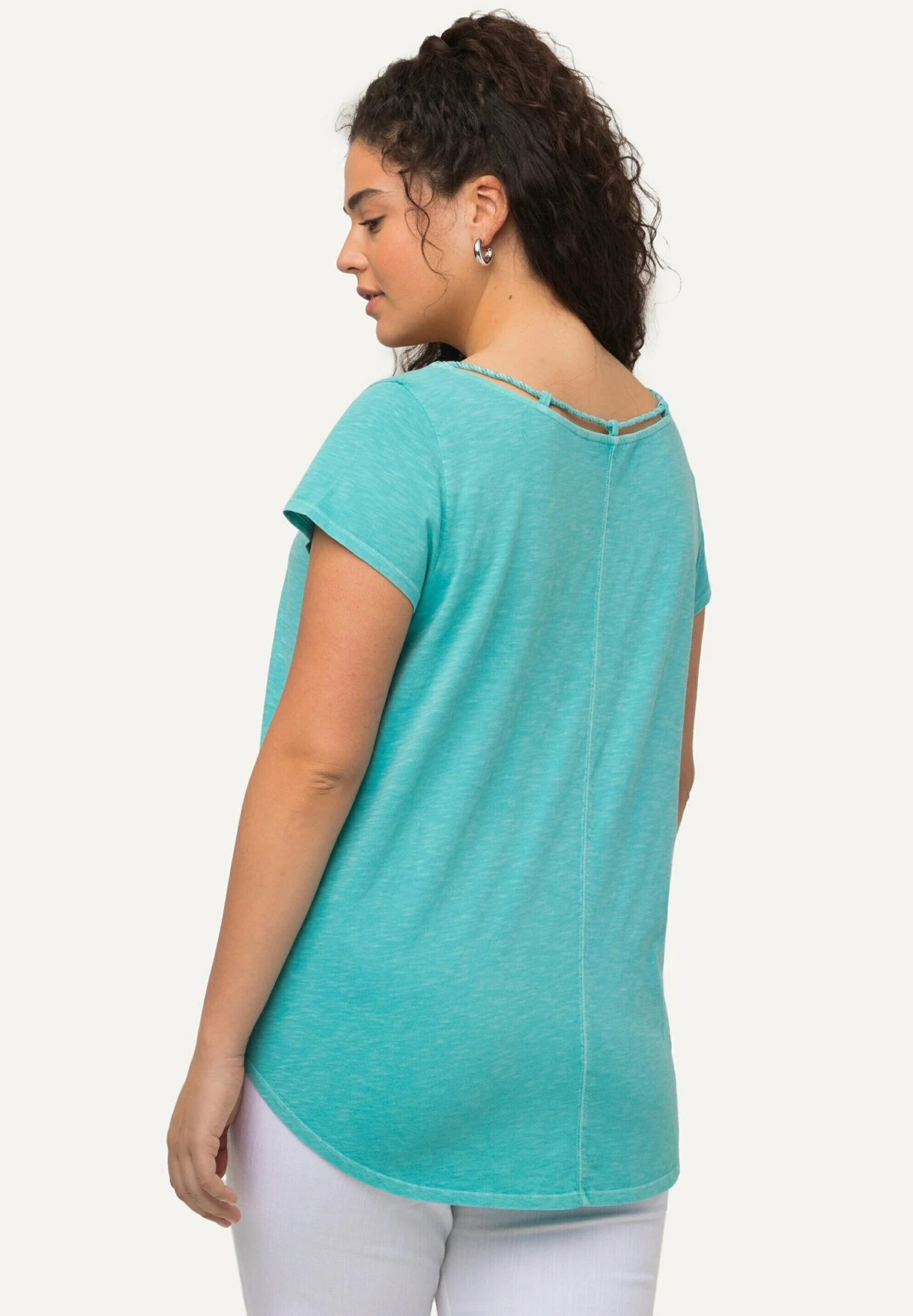 Ulla Popken T-shirt Basic - Aqua Foncé 4 Ulla Popken T-shirt Basic - Aqua Foncé - obrazek 2