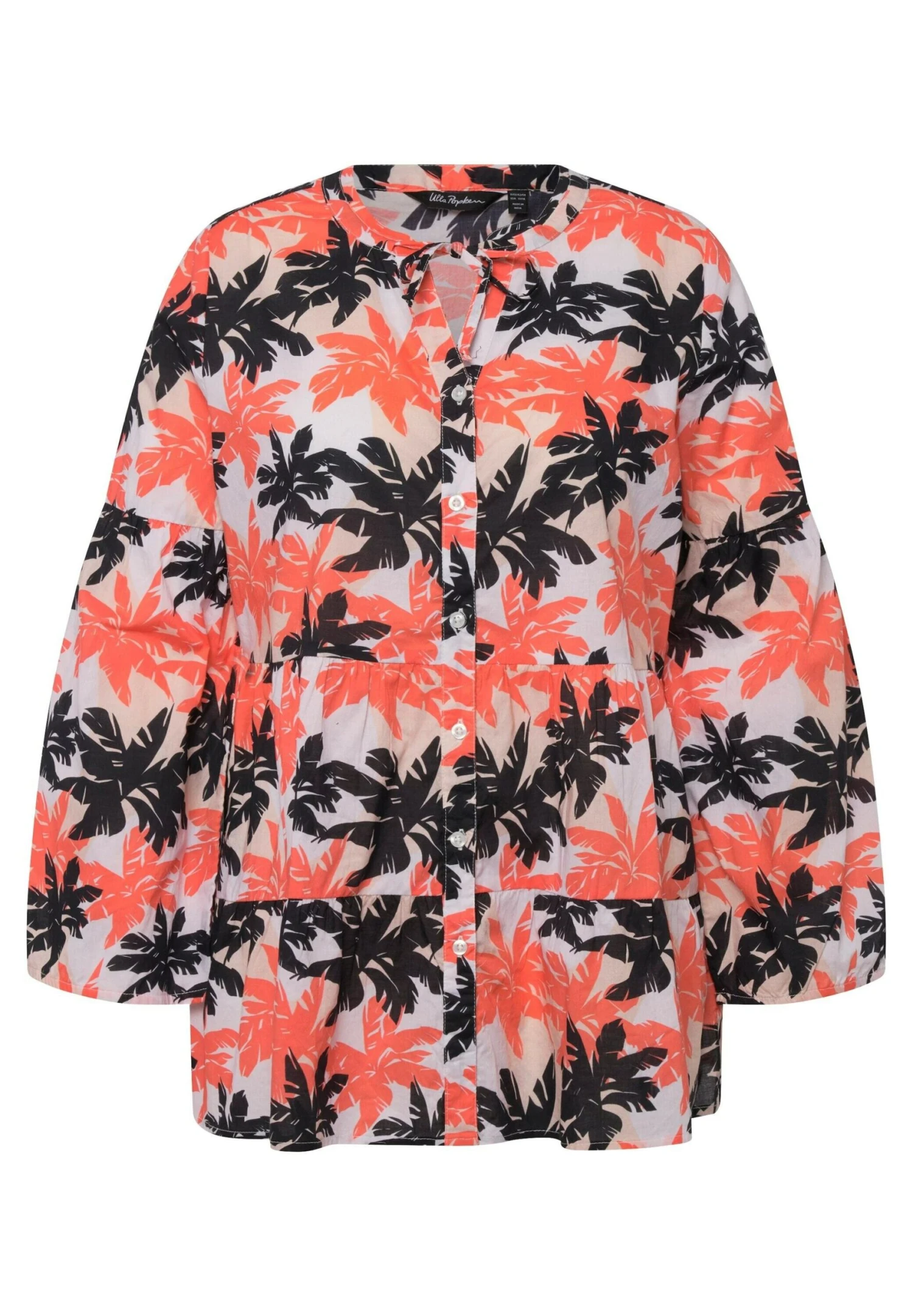 Ulla Popken PALMIERS, LIGNE A, VOLANTS, COL ROND, MANCHES LONGUES - Koszula - Mandarine 7 Ulla Popken PALMIERS, LIGNE A, VOLANTS, COL ROND, MANCHES LONGUES - Koszula - Mandarine - obrazek 5