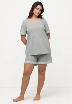 Ulla Popken Piżama - Light Gray Melange