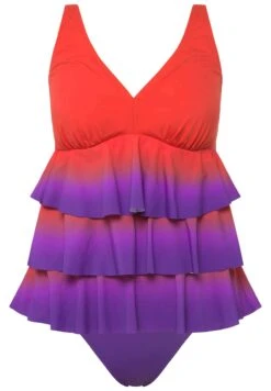 Ulla Popken FARBVERLAUF VOLANTS SOFTCUPS V-AUSSCHNITT SET - Bikini - Purple -Ulla Popken 8fc39923ba5846bbaa1271db2feeac2c
