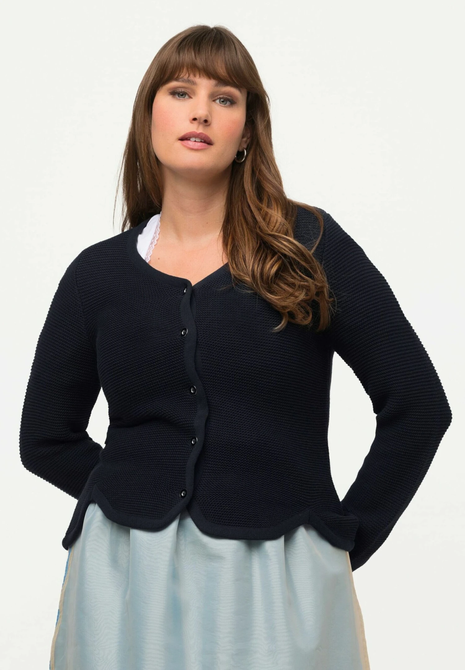 Ulla Popken SCALLOPED DIRNDL - Kardigan - Navy Blue 3 Ulla Popken SCALLOPED DIRNDL - Kardigan - Navy Blue
