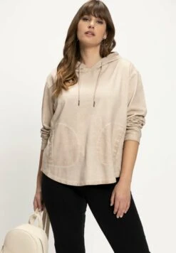 Ulla Popken LANGARM KAPUZEN - Bluza Z Kapturem - Beige