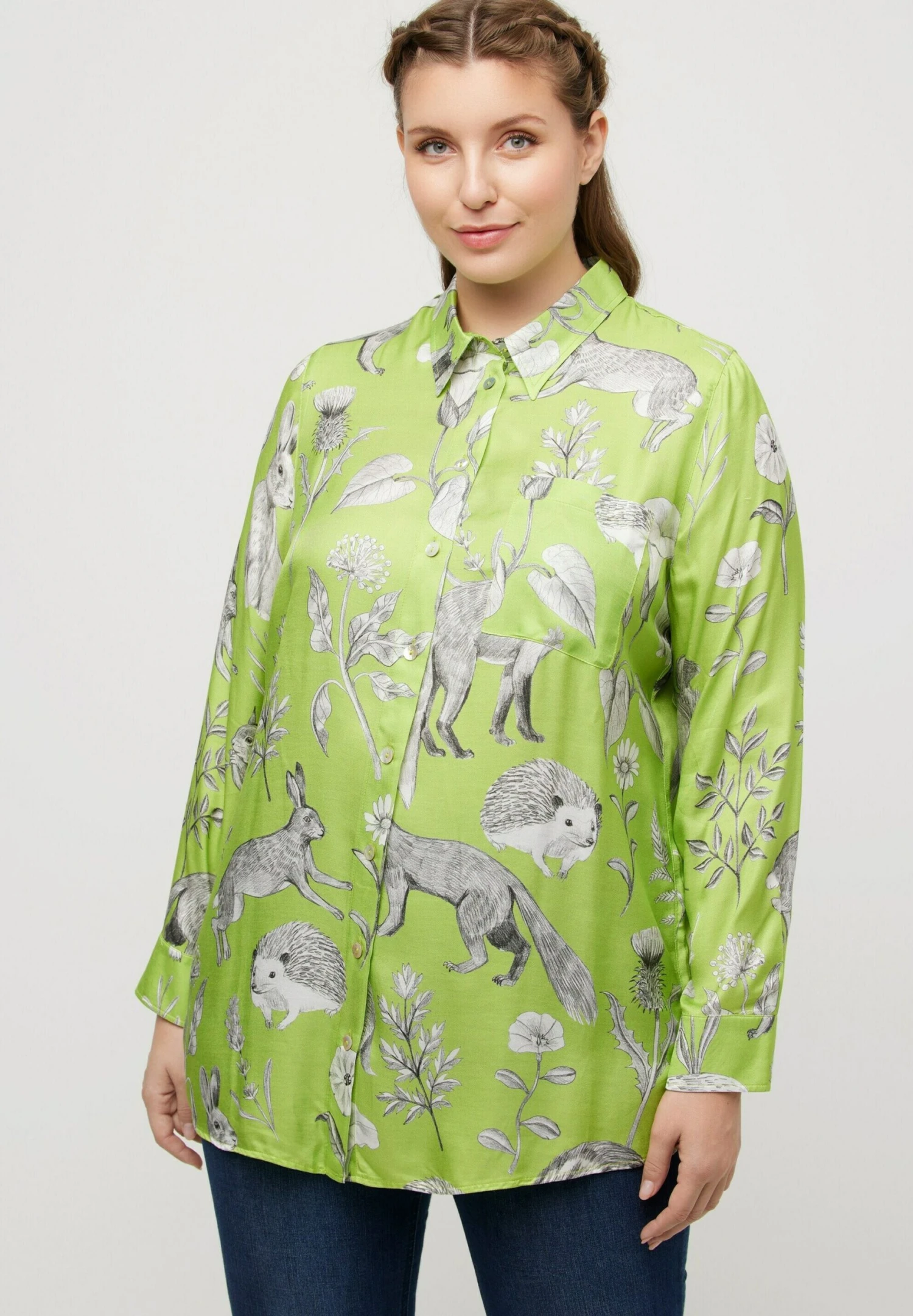 Ulla Popken LANGE MOUWEN - Koszula - Hooigroen 3 Ulla Popken LANGE MOUWEN - Koszula - Hooigroen