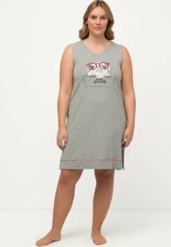 Ulla Popken Koszula Nocna - Light Gray Melange