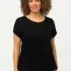 Ulla Popken KNÖPFE CUT-OUTS RUNDHALS HALBARM - T-shirt Basic - Schwarz -Ulla Popken 98eb212847c34229a2ff62a95390a8f4