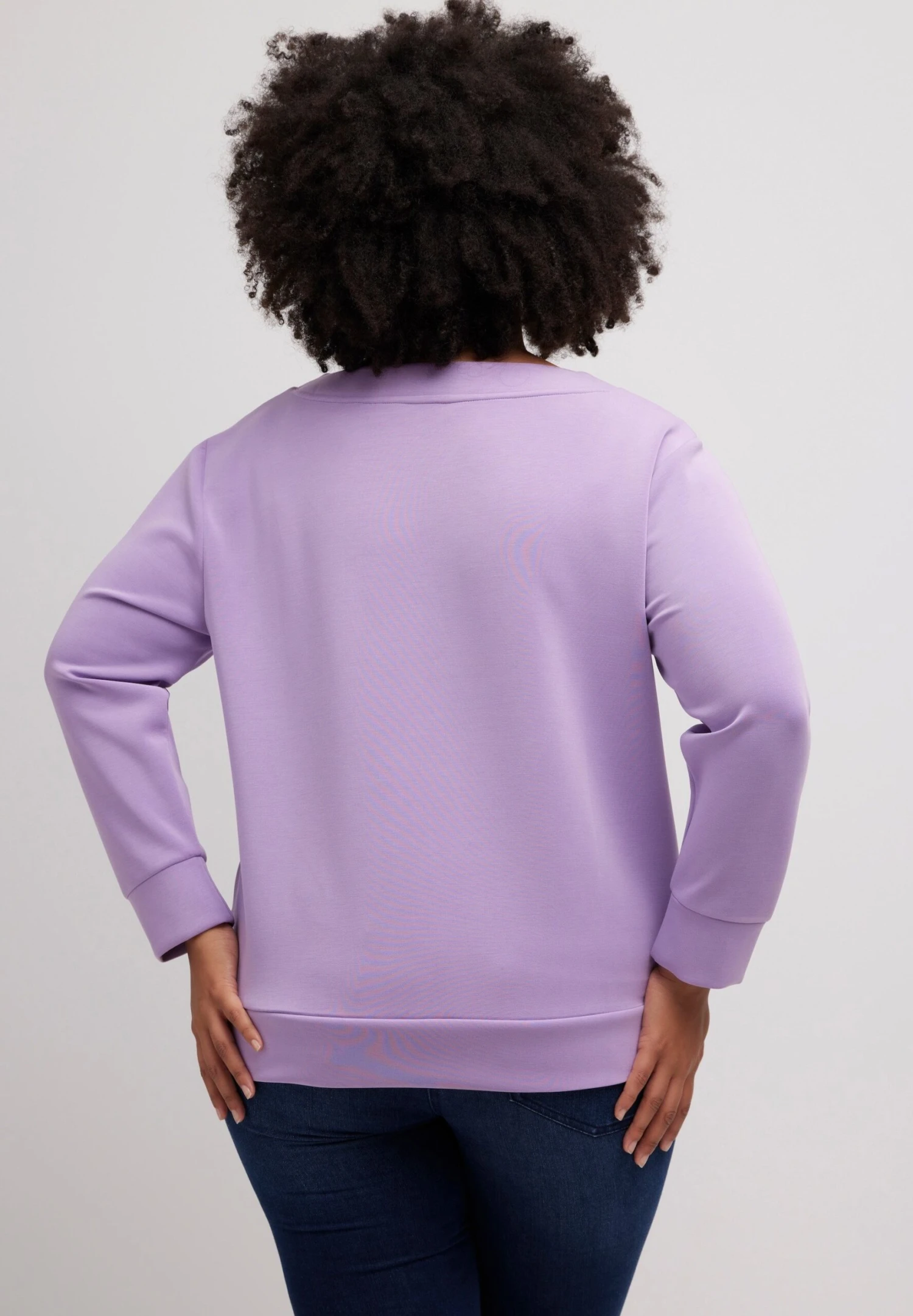 Ulla Popken COL BATEAU MANCHES LONGUES TRÈS DOUX - Bluza - Lavender 4 Ulla Popken COL BATEAU MANCHES LONGUES TRÈS DOUX - Bluza - Lavender - obrazek 2