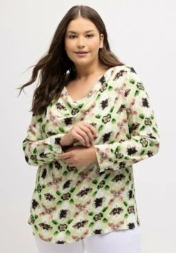 Ulla Popken A-LIJN WATERVALHALS - Tunika - Limoengroen -Ulla Popken 9b18862b85024edfa72fffbc54052995