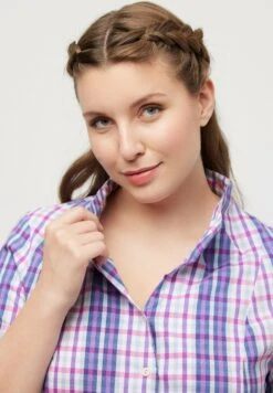 Ulla Popken KARO KELCHKRAGEN 3/4 ARM - Koszula - Dunkles Flieder 10 Ulla Popken KARO KELCHKRAGEN 3/4 ARM - Koszula - Dunkles Flieder -Ulla Popken 9b49e8bbcd694a468c8d6afbe47761af