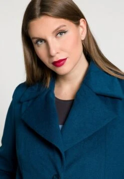 Ulla Popken Klasyczny Płaszcz - Indigo Denim -Ulla Popken 9be9acaee9df411a95ddd9414c9aefc1