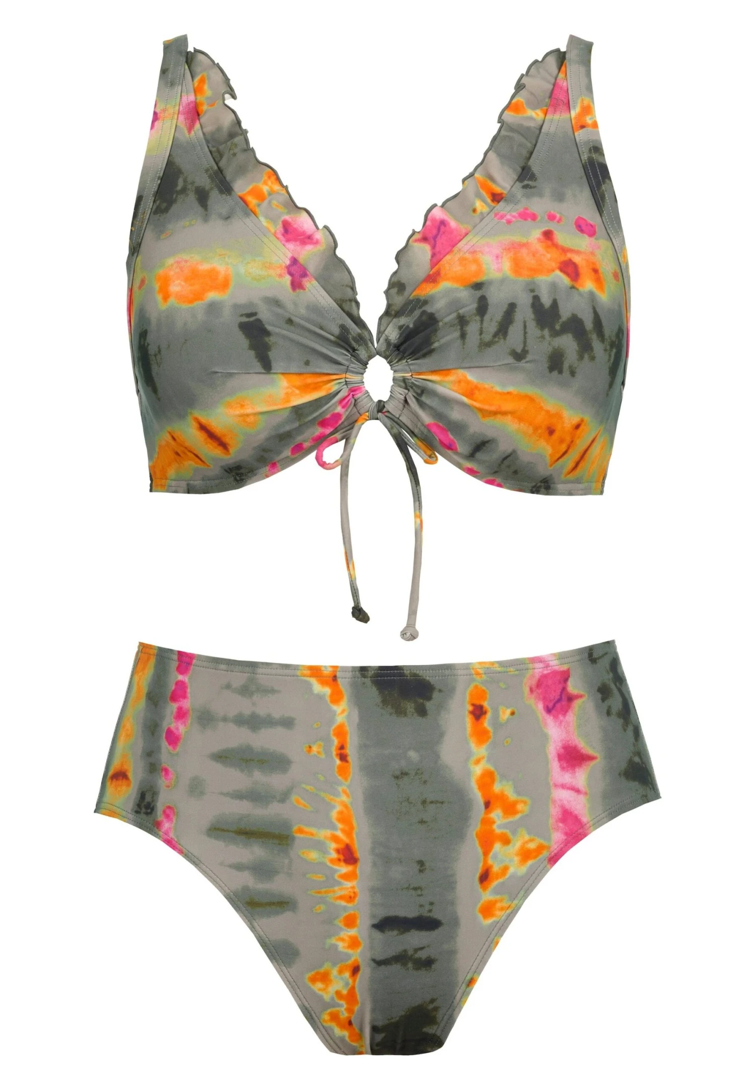 Ulla Popken SET - Bikini - Loden Green Stripe 6 Ulla Popken SET - Bikini - Loden Green Stripe - obrazek 4