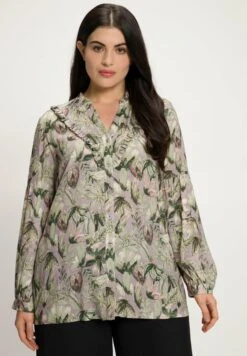 Ulla Popken BLOEMEN RUCHE LANGE MOUWEN - Koszula - Opaalsering