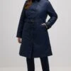Ulla Popken Klasyczny Płaszcz - Navy Blue -Ulla Popken a4941943505648c58b8bca82a01abe11