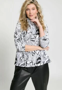 Ulla Popken MOTIF BÉDÉ, COL MONTANT, MANCHES LONGUES - Bluza - Blanc Neige -Ulla Popken a75e40c275ef4ecfb2d8ea0b4527fa0e