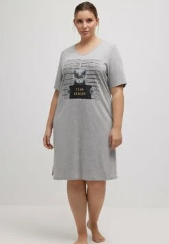 Ulla Popken Koszula Nocna - Light Grey Melange