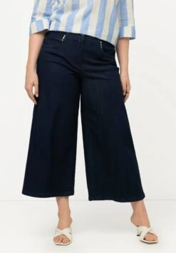 Ulla Popken MARLENE SOFT CROPPED CULOTTE - Jeansy Dzwony - Blue Denim