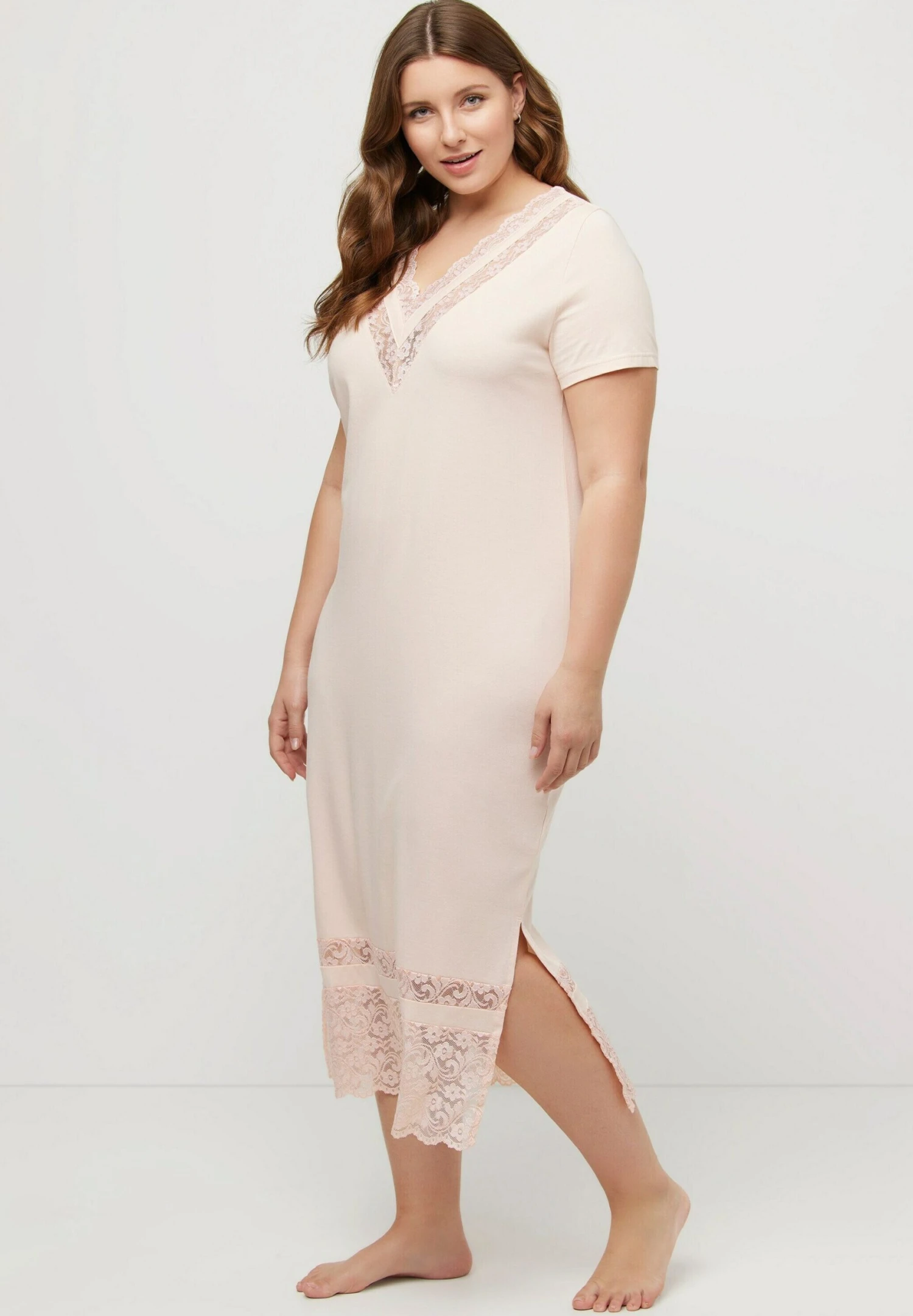 Ulla Popken V-AUSSCHNITT, HALBARM - Koszula Nocna - Orangerot 4 Ulla Popken V-AUSSCHNITT, HALBARM - Koszula Nocna - Orangerot - obrazek 2