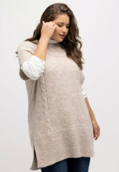 Ulla Popken T-shirt Z Nadrukiem - Beige