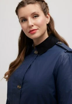Ulla Popken Klasyczny Płaszcz - Navy Blue -Ulla Popken b0ef325825734526a32364d08aaaa046