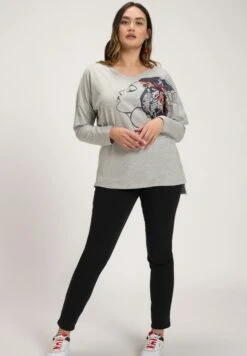 Ulla Popken Bluzka Z Długim Rękawem - Hellgrau Mélange -Ulla Popken b37c0b9af7514510a85b174cd33550a8