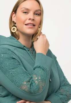 Ulla Popken KAPUZE - Bluza Rozpinana - Eisgrün -Ulla Popken b6751f3e73c24500baaa10ea1db0e857