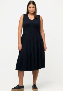 Ulla Popken MIDI A-LINIE V-AUSSCHNITT ÄRMELLOS BIO - Sukienka Letnia - Marine