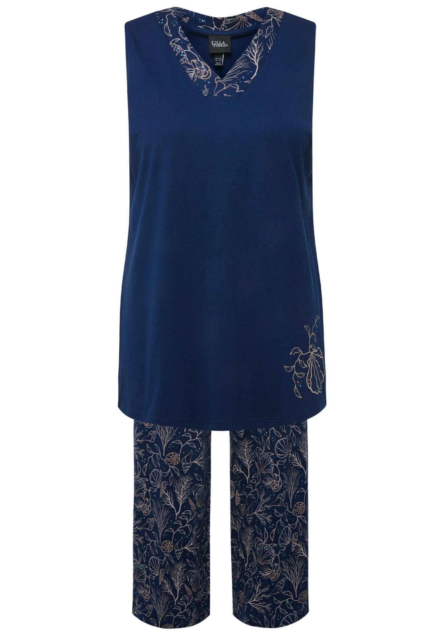 Ulla Popken SET SCHELPEN V-HALS WIJDE PIJPEN MOUWLOOS - Piżama - Inkt 7 Ulla Popken SET SCHELPEN V-HALS WIJDE PIJPEN MOUWLOOS - Piżama - Inkt - obrazek 5