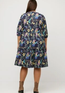 Ulla Popken PFAUEN A LINIE V AUSSCHNITT - Sukienka Koszulowa - Marine -Ulla Popken b98e9867b1304e1b81014f2f68847e43