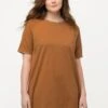 Ulla Popken SURPIQÛRES COL ROND ET MANCHES COURTES - T-shirt Basic - Noisette -Ulla Popken be938045091d4757a9b7154a99bb3d84