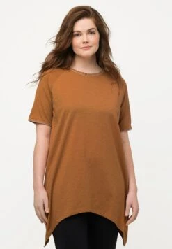 Ulla Popken SURPIQÛRES COL ROND ET MANCHES COURTES - T-shirt Basic - Noisette