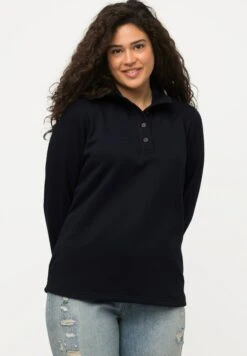 Ulla Popken STEHKRAGEN KNÖPFE LANGARM - Bluza - Marine -Ulla Popken bf081197ff394e3ab02442da7d9d94c7