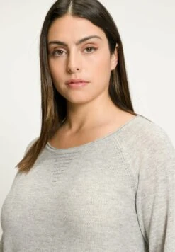 Ulla Popken Sweter - Hellgrau Mélange -Ulla Popken c5f512422f2d4ce384f242e6c2ac46e2