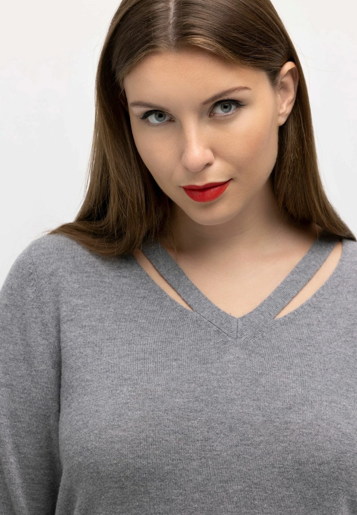 Ulla Popken Sweter - Grau Melange 4 Ulla Popken Sweter - Grau Melange - obrazek 2