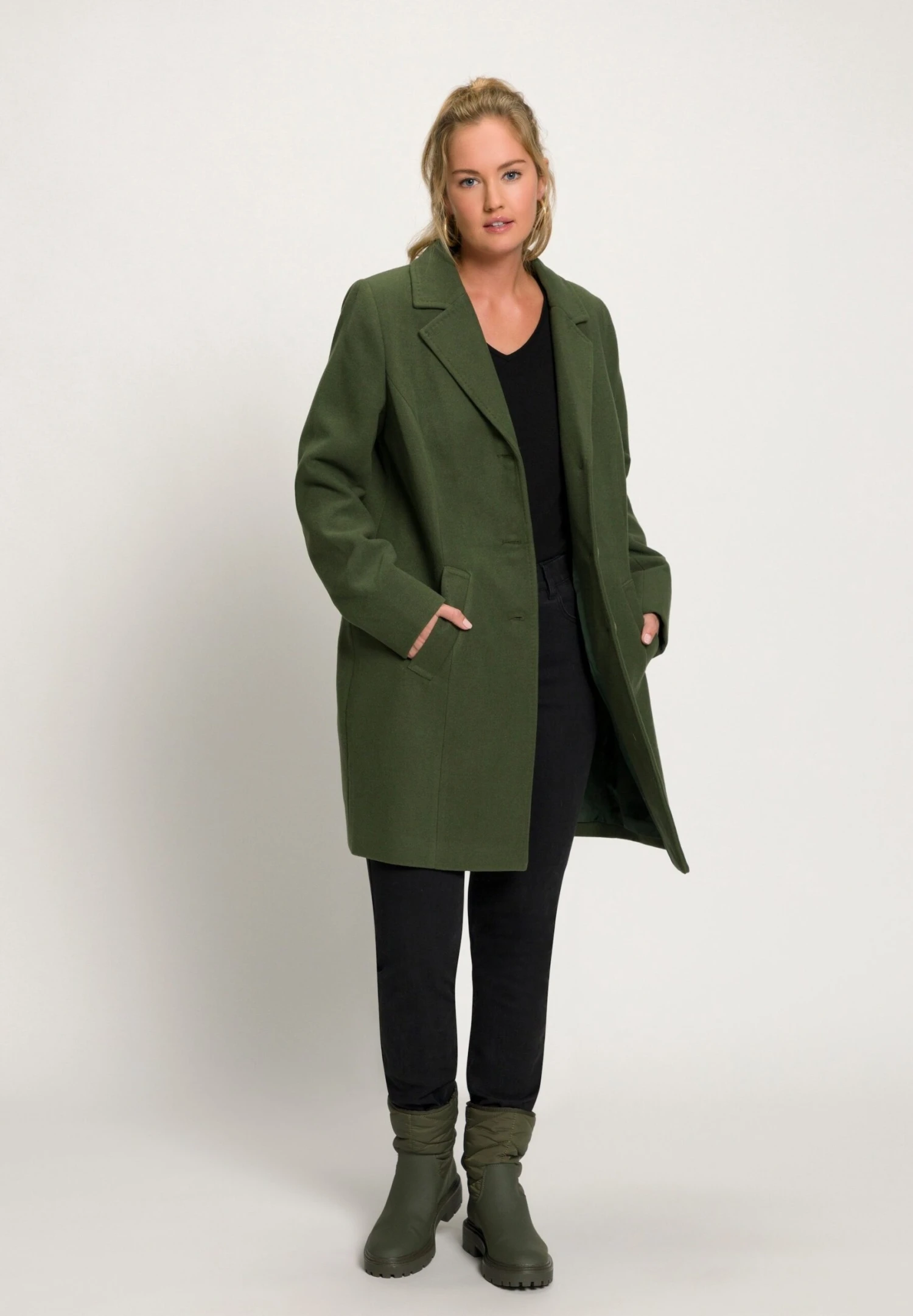 Ulla Popken Klasyczny Płaszcz - Pond Green 4 Ulla Popken Klasyczny Płaszcz - Pond Green - obrazek 2