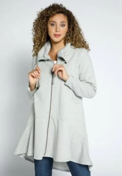 Ulla Popken Bluza Rozpinana - Hellgrau Melange