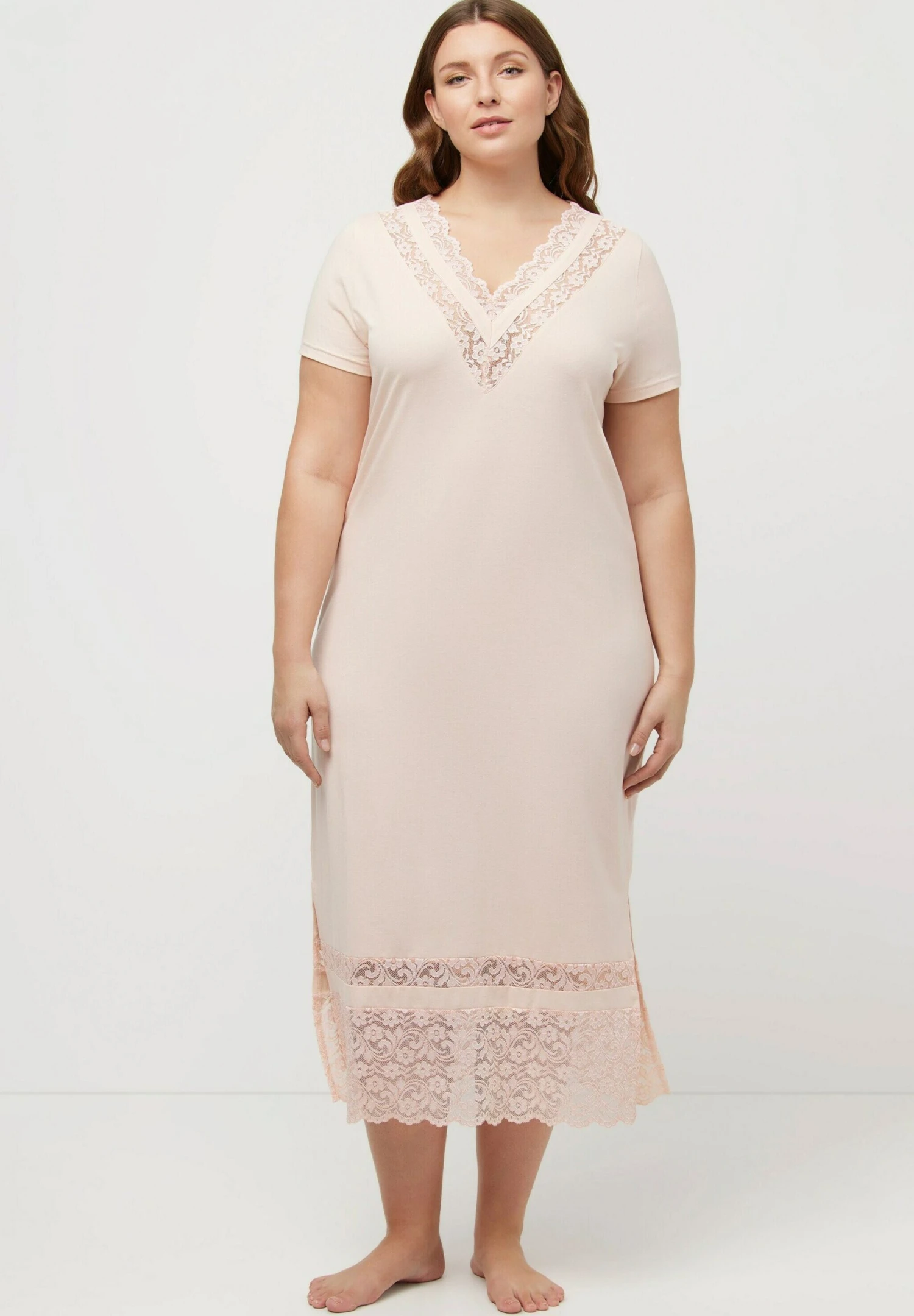 Ulla Popken V-AUSSCHNITT, HALBARM - Koszula Nocna - Orangerot 3 Ulla Popken V-AUSSCHNITT, HALBARM - Koszula Nocna - Orangerot