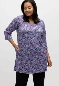 Ulla Popken V AUSSCHNITT 3/4-ARM TASCHEN - Bluzka Z Długim Rękawem - Magenta