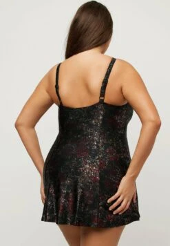 Ulla Popken SHIMMER PRINT SPLIT - Kostium Kąpielowy - Black -Ulla Popken dcebb6c1a37c430fb7c55dcccd3392fa