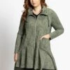 Ulla Popken Bluza Rozpinana - Olive Melange Multi
