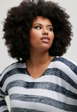 Ulla Popken Sweter - Navy Blue Stripe -Ulla Popken e0051e309d7043069536f46e69579807