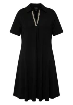 Ulla Popken MIDI À COL CHEMISE ET MANCHES COURTES. POINT DE ROME - Sukienka Z Dżerseju - Noir 11 Ulla Popken MIDI À COL CHEMISE ET MANCHES COURTES. POINT DE ROME - Sukienka Z Dżerseju - Noir -Ulla Popken e24d21fc712840cc8a5e86a0ec3f7964
