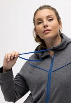 Ulla Popken PIPING KAPUZE GERUNDETER SAUM - Bluza Rozpinana - Grau Melange -Ulla Popken e30cc9d3629b449c87ba98f665dc0545