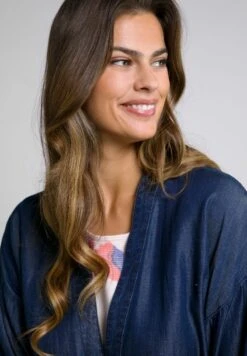 Ulla Popken Krótki Płaszcz - Dark Blue Denim -Ulla Popken e44cd7e2fc4f40bb98835c1a59782903