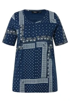 Ulla Popken VINTAGE LIGNE A COL ROND ET MANCHES COURTES - T-shirt Z Nadrukiem - Bleu Foncé -Ulla Popken e70c950ffd564f0f988d78a4e3e4584c