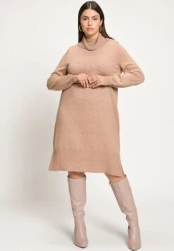 Ulla Popken Sukienka Dzianinowa - Cognaczand