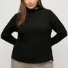 Ulla Popken DETAIL LONG SLEEVE STRETCH - Bluza - Black -Ulla Popken e9ee9ff54cb546159e783152e9c8fce2