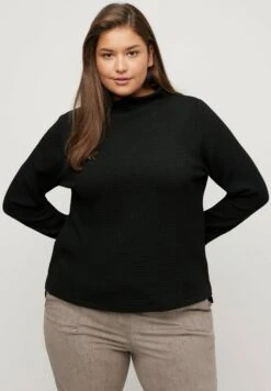 Ulla Popken DETAIL LONG SLEEVE STRETCH - Bluza - Black