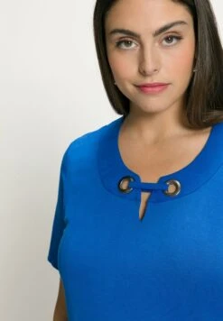 Ulla Popken SIERBANDJE CLASSIC RONDE HALS KORTE MOUWEN - T-shirt Z Nadrukiem - Lapisblauw -Ulla Popken eb11bc48e59e444f991afd074b36f91a