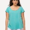 Ulla Popken T-shirt Basic - Aqua Foncé