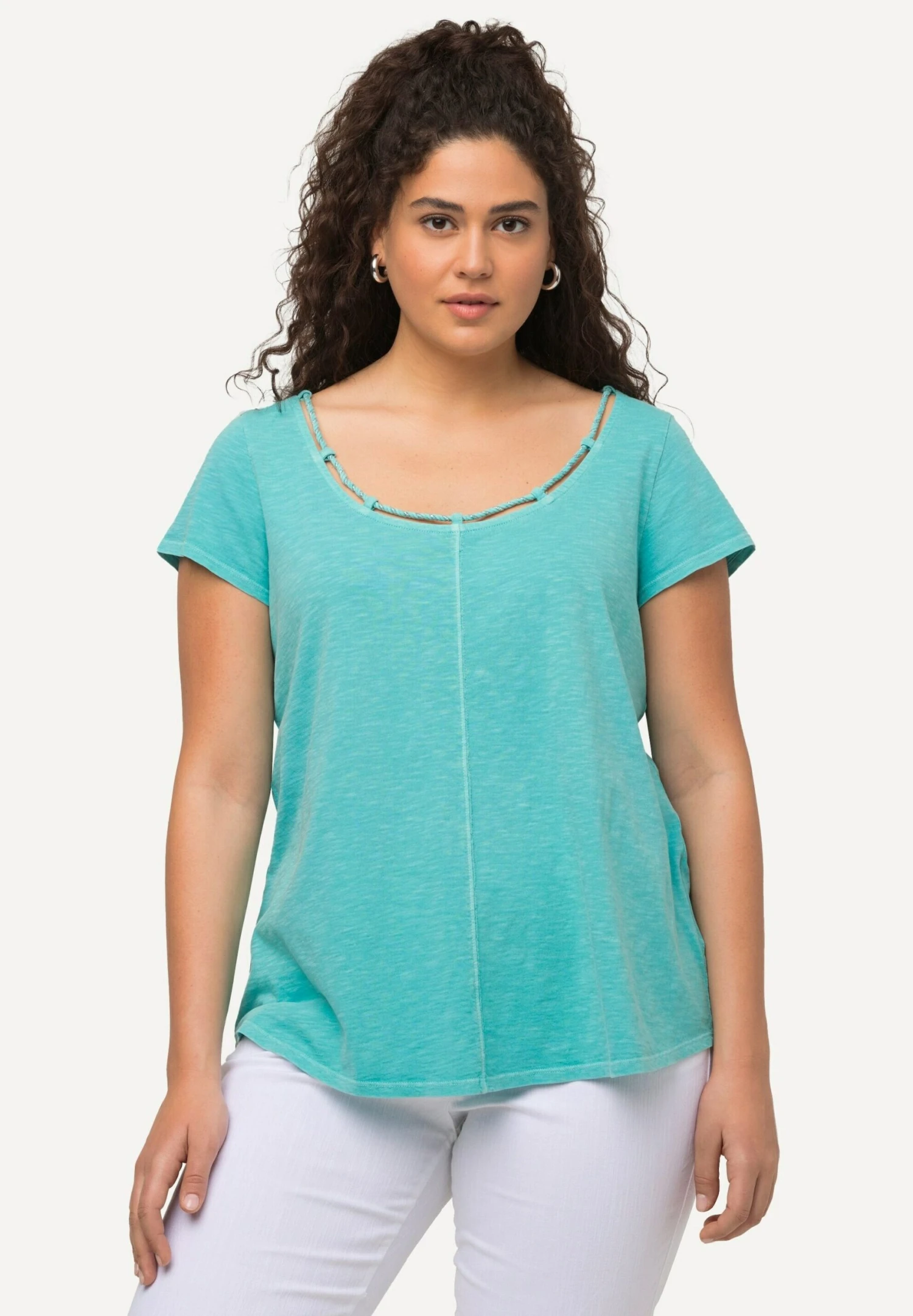 Ulla Popken T-shirt Basic - Aqua Foncé 3 Ulla Popken T-shirt Basic - Aqua Foncé