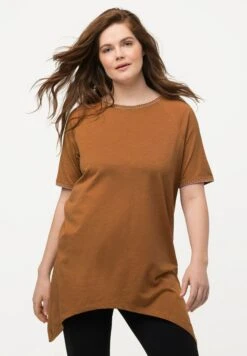 Ulla Popken SURPIQÛRES COL ROND ET MANCHES COURTES - T-shirt Basic - Noisette -Ulla Popken fc6f2e6cd0f34903945986787cea2582